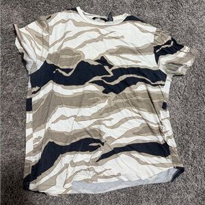 Sean John Cream and Brown Graphic Tee